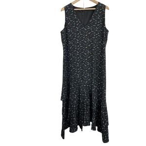 Lafayette 148 New York L Blue Flying Birds Sleeveless Silk Maxi Dress